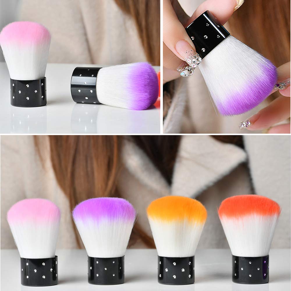 Kalolary 6Pcs Nail Art Dust Brush Remover - Powder Cleaner Kabuki Brushes for Makeup, Blush, and Nail Cleaning - Colorful Cosmetic Tools
