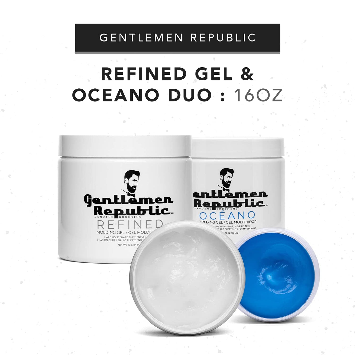 Gentlemen Republic 16oz Refined & Oceano Hair Gel for Men - Provides 24 Hour High Hold & Shine - Premium Mens Hair Styling Products