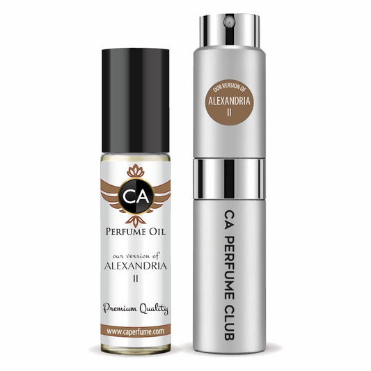 CA Perfume Duo Impression of Alexandria II For Women And Men Perfume Layering Set Long Lasting Travel Size EDP + Body Oil Roll-On Bottle 0.27 Fl Oz+0.33 Fl Oz