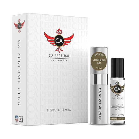 CA Perfume Duo Impression of Metropolitan Oud For Women Perfume Layering Set Long Lasting Travel Size EDP + Body Oil Roll-On Bottle 0.27 Fl Oz+0.33 Fl Oz