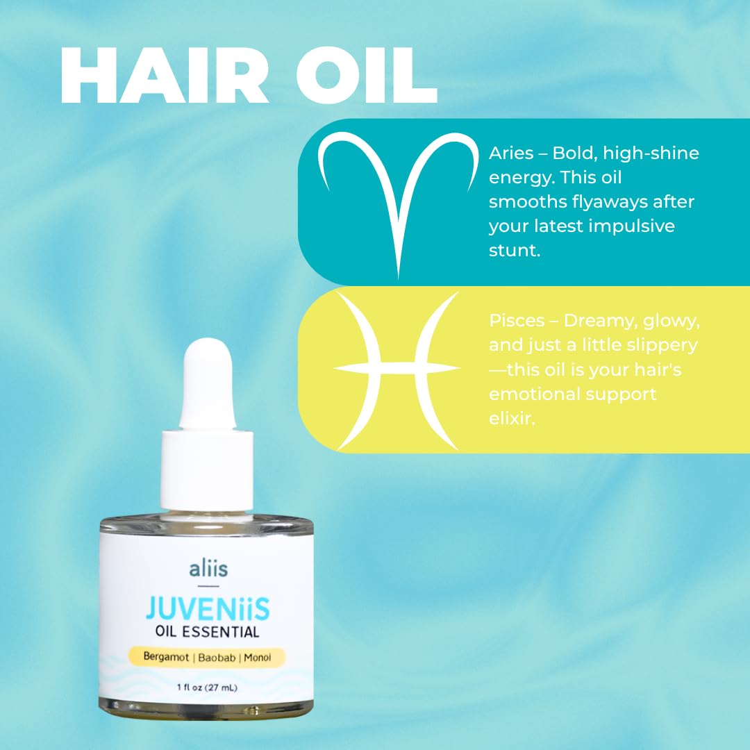 ALIIS Juveniis Hair + Skin Oil – Multi-Use Lightweight Oil for Scalp, Hair & Body – Hydrates, Softens & Restores Moisture - Fast Absorbing, Non-Greasy Finish, Frizz Control & Shine