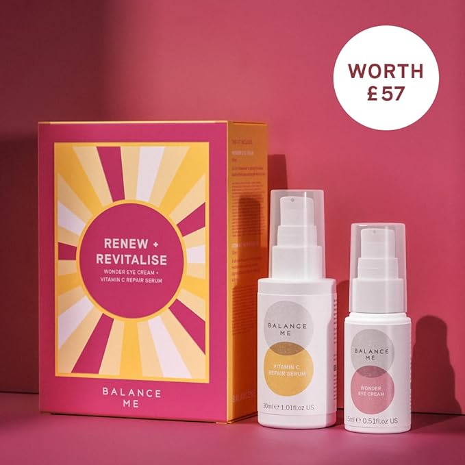 Balance Me Gift Set Renew + Revitalise Vitamin C Repair Serum, Wonder Eye Cream, 2 award winning products, Renew and Revitalise skin, Vegan/Natural Skin Care - 1 each