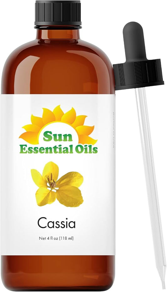 Sun Essential Oils - Cassia 4oz Bottle for Diffuser, Humidifier, Aromatherapy, Hair and Skin Care - Cassia Oil - Aromatherapy Oil