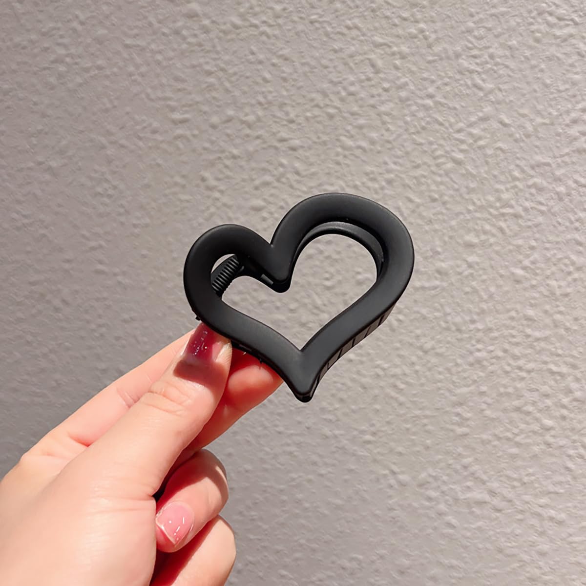 3Pcs Cute Medium Matte Acrylic Hair Claw Clips - Love Heart Jaw Clips for Women, Valentine's Day Party Hair Styling Accessories (Black, Coffee, Brown)