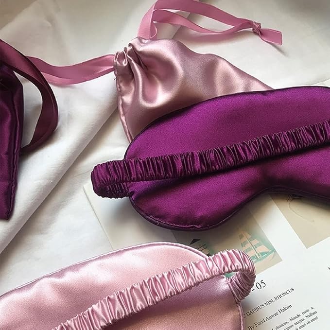 Silk Satin Sleeping Eye Mask, Dark Purple Sleep Eye Mask Night Blindfold for Women and Men, Soft Breathable Blackout Eyeshade Eye Cover for Travel, Wedding Bridesmaid Gift
