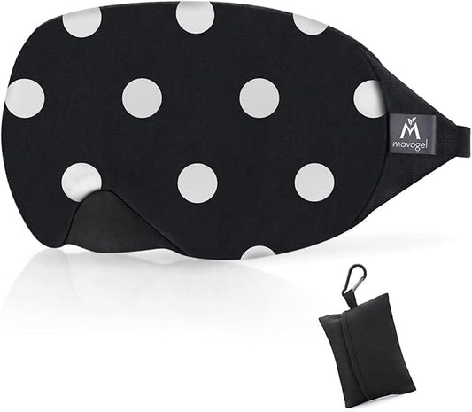 Mavogel Cotton Sleep Mask - Sleep Eye Mask for Men Women, Super Soft and Comfortable Eye Covers, Light Blocking Night Eyemask for Sleeping Yoga Nap Meditation, Includes Travel Pouch (Dot Style)