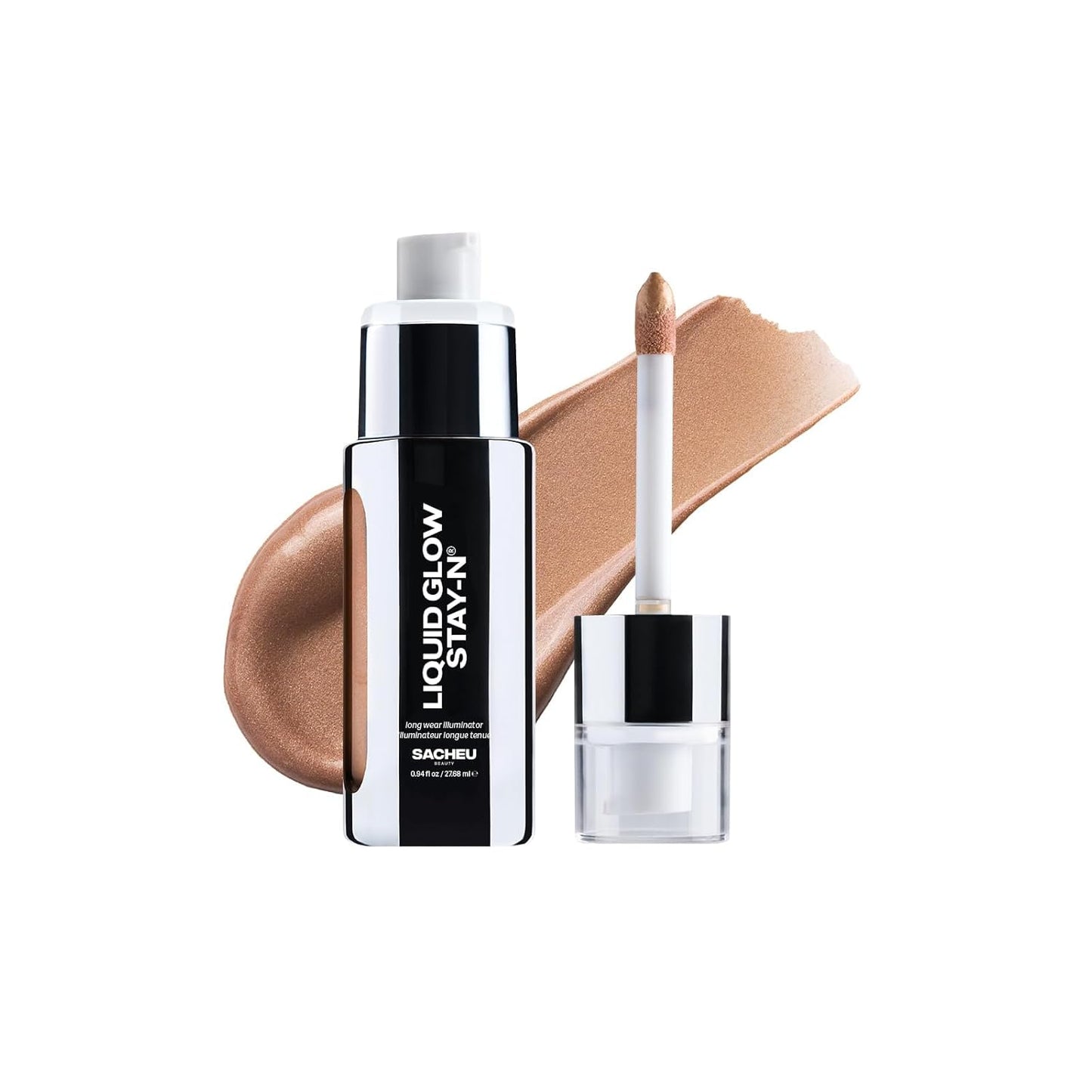 Sacheu Liquid Glow STAY-N Liquid Highlighter & Illuminator Makeup — 30ml Long Lasting Luminous Glow Lightweight Dewy Finish, Sun Beam