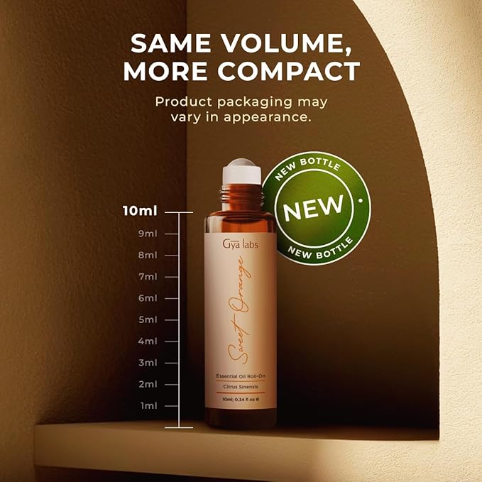 Gya Labs Sweet Orange Essential Oil Roll on - 100% Pure Natural Roller Perfume for Women & Men - Sweet Orange Oil for Skin, Relaxing Aromatherapy, Alcohol Free, Travel Size (0.34 Fl Oz)