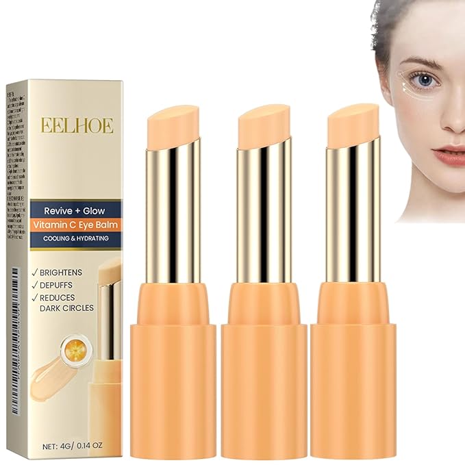 3Pcs Revive Glow Vitamin C Eye Balm, Hydrating Eye Cream, Glow Eye Balm Stick, Brightening and Reducing Dark Circle, Reduces Puffiness