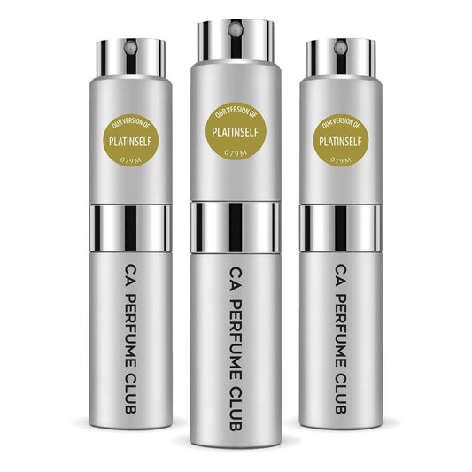 CA Perfume Impression of Platinself for Men Woody Floral Musk Scent Long Lasting Cologne for Men Eau De Parfum Travel Size Refillable Atomizer Spray 0.27 Fl Oz 8ml