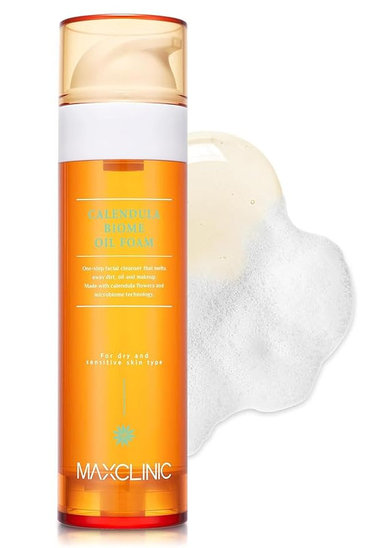 [K-Beauty] Calendula Biome Oil to Foam - All-in-One Korean Face Wash Oil Based Foaming Facial Cleanser - Hydrating, Moisturizing & Soothing Makeup Deep Cleansing Oil for All Skin Types (3.88 fl oz)