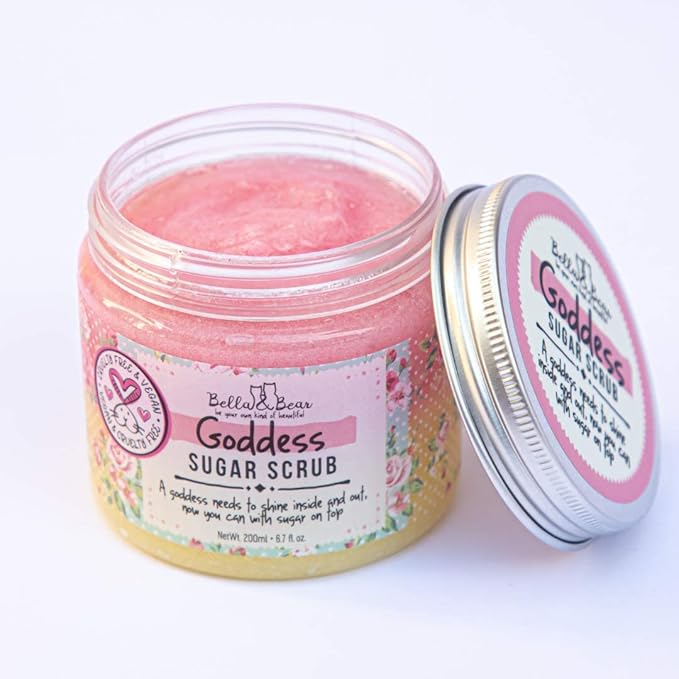 Bella & Bear Goddess Sugar Scrub - 3-in-1 Exfoliator, Body Scrub & Body Wash | Vegan, Cruelty-Free Bliss for Silky Smooth, Radiant Skin