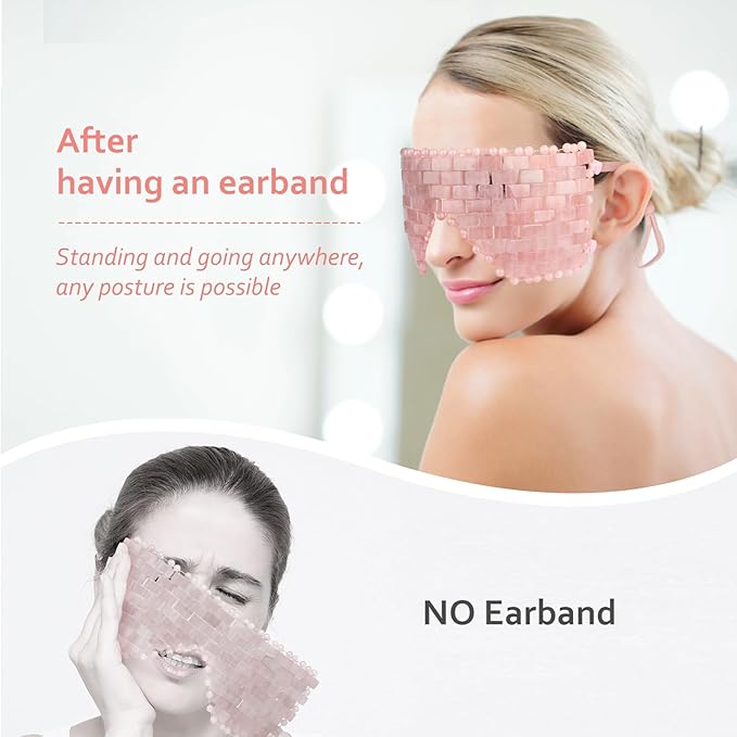 ideayard Rose Quartz Eye Mask, Cooling Eye Mask 100% All Natural Crystal Mask for Facial Puffy Eyes Reusable