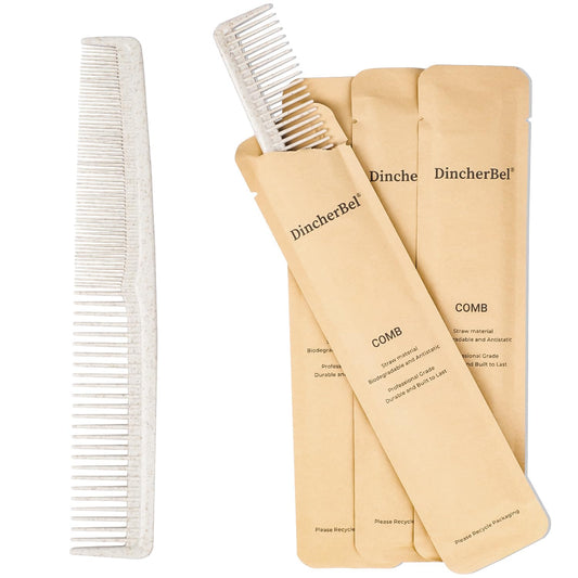 Hair Combs Bulk, Disposable Wheat Straw Combs Individually Wrapped Combs for Hotel, Travel, Airbnb, Charity, Church, Homeless (Pack of 100)