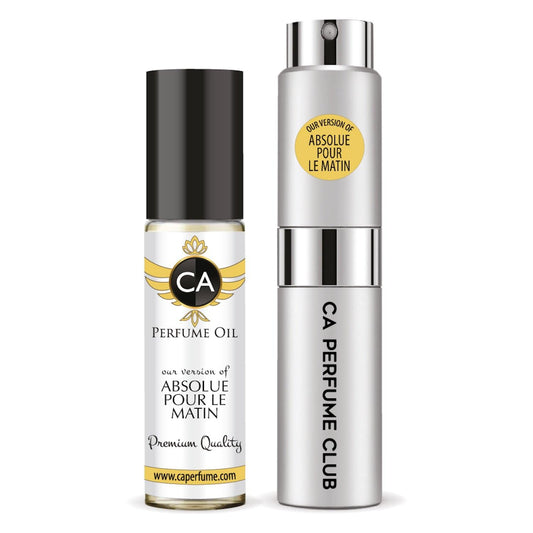 CA Perfume Duo Impression of Absolue Pour Le Matin For Women And Men Perfume Layering Set Long Lasting Travel Size EDP + Body Oil Roll-On Bottle 0.27 Fl Oz+0.33 Fl Oz