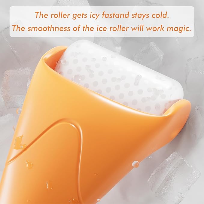 Ice Roller & Gua Sha Set, Skin Care for Face Wrinkles and Puffiness, Self Facial Massage Tools