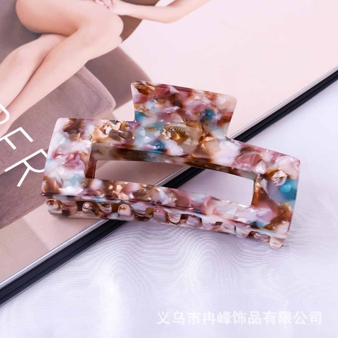 Large Tortoise Shell Claw Clip 4.1 Inch Cellulose Acetate Hair Claw, 2 Pack Banana Clips Hair Claw Clips for Thick Curly Hair, Hair Jaw Clamp Fashion Hair Accessories for Women Ladies