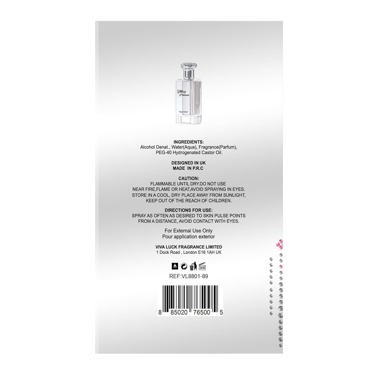 Hybrid & Company Women Glittery Princess Pour Femme Eau De Parfum Vaporisateur Natural Spray 3.4 Fl Oz