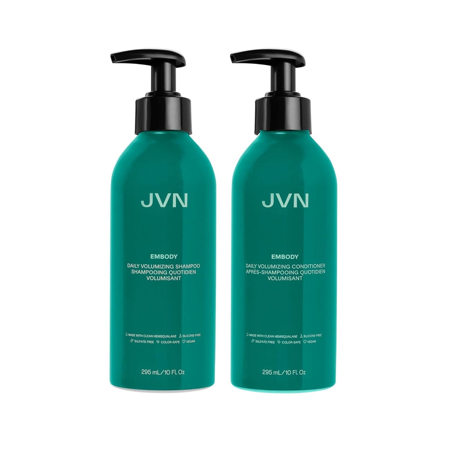 JVN Embody Volumizing Shampoo and Conditioner Set, 20 Fl Oz, Color Safe Clarifying Shampoo for Build up, Adds Fullness, Moisture, Restores Shine, Hair Care for Women and Men, Silicone and Sulfate Free