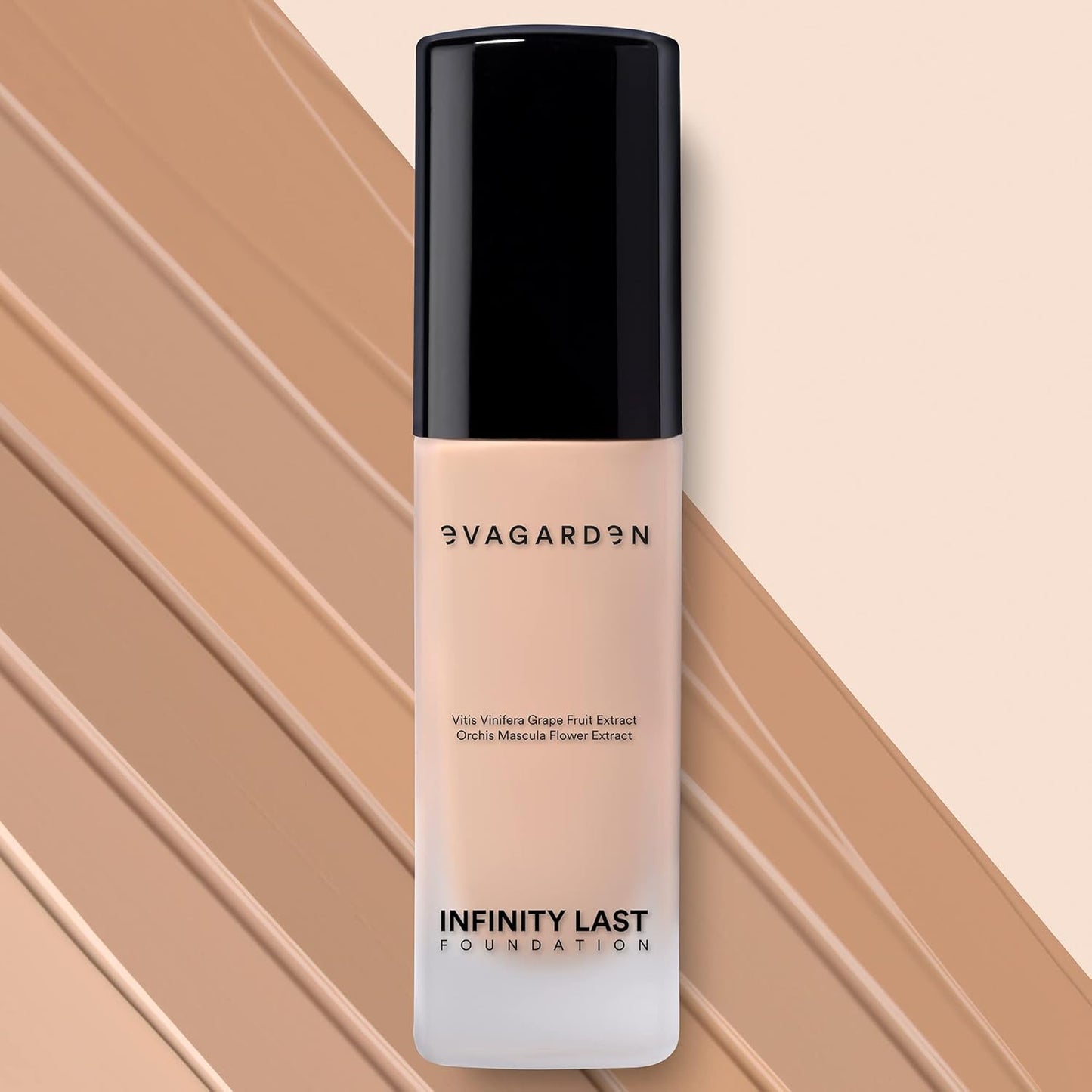 EVAGARDEN Infinity Last Foundation - Amazing Duration Gives Second Skin Effect - Soft and Creamy, Liquid Texture Results in Natural Finish - Easily Blendable - Satin Look - 265 Natural - 1.01 oz