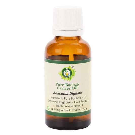 R V Essential Baobab Oil | Adansonia Digitata | for Face | for Dry Skin | for Hair, Scalp Massage, Body, Lips, Nails, Moisturizing, Unrefined | 100% Pure Natural | Cold Pressed | 10ml | 0.338oz