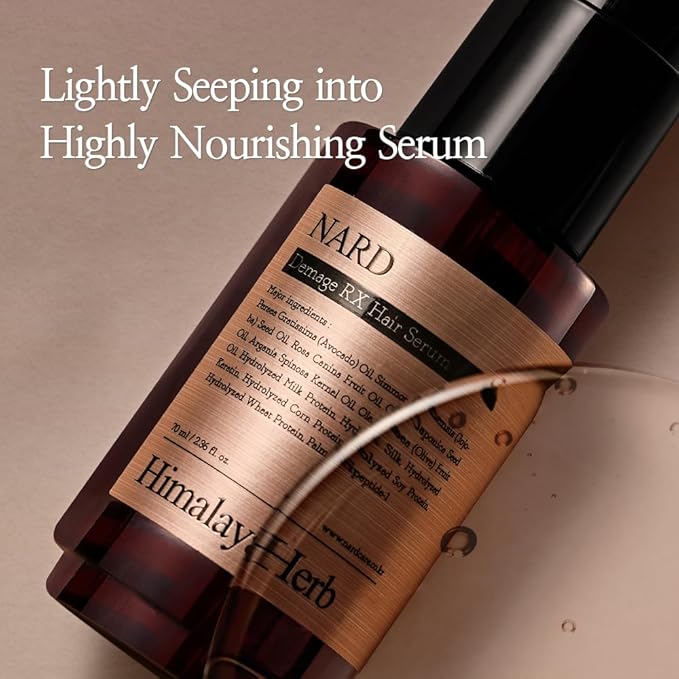 NARD RX Hair Serum 2.36 oz - Silky, and Smoothness (Containing Amino Acids, Protein, Keratin, Silk, 11 Peptides, Vitamin E, and 6 Oils) Leave in Conditioner - for Damaged Hair