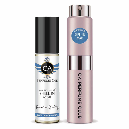 CA Perfume Duo Impression of Shell in Mar For Women Perfume Layering Set Long Lasting Travel Size EDP + Body Oil Roll-On Bottle 0.27 Fl Oz+0.33 Fl Oz