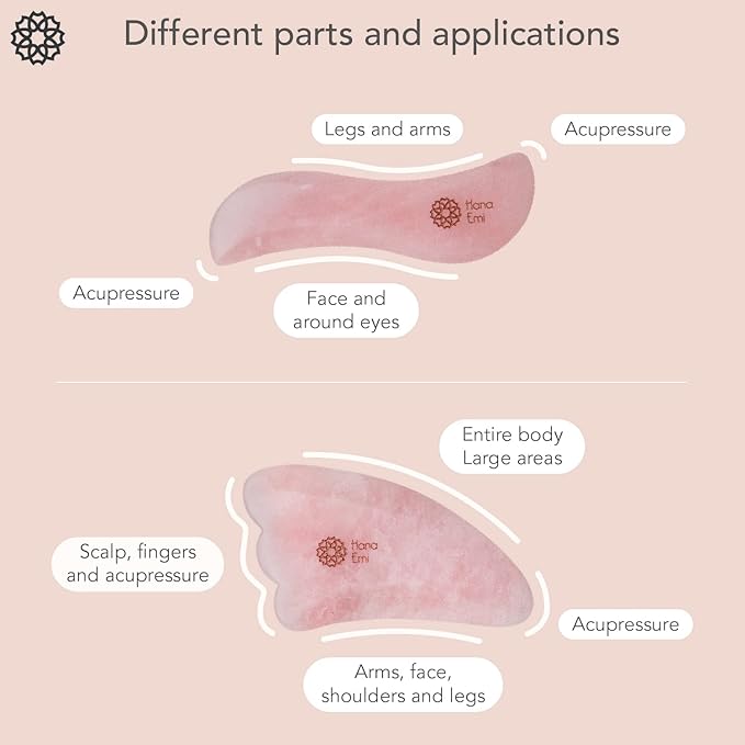 Gua Sha Facial Tools - Rose Quartz Gua Sha Stone for Body Massage, Physical Therapy & Skincare - Includes Massage Tool, Protective Case & E-Book