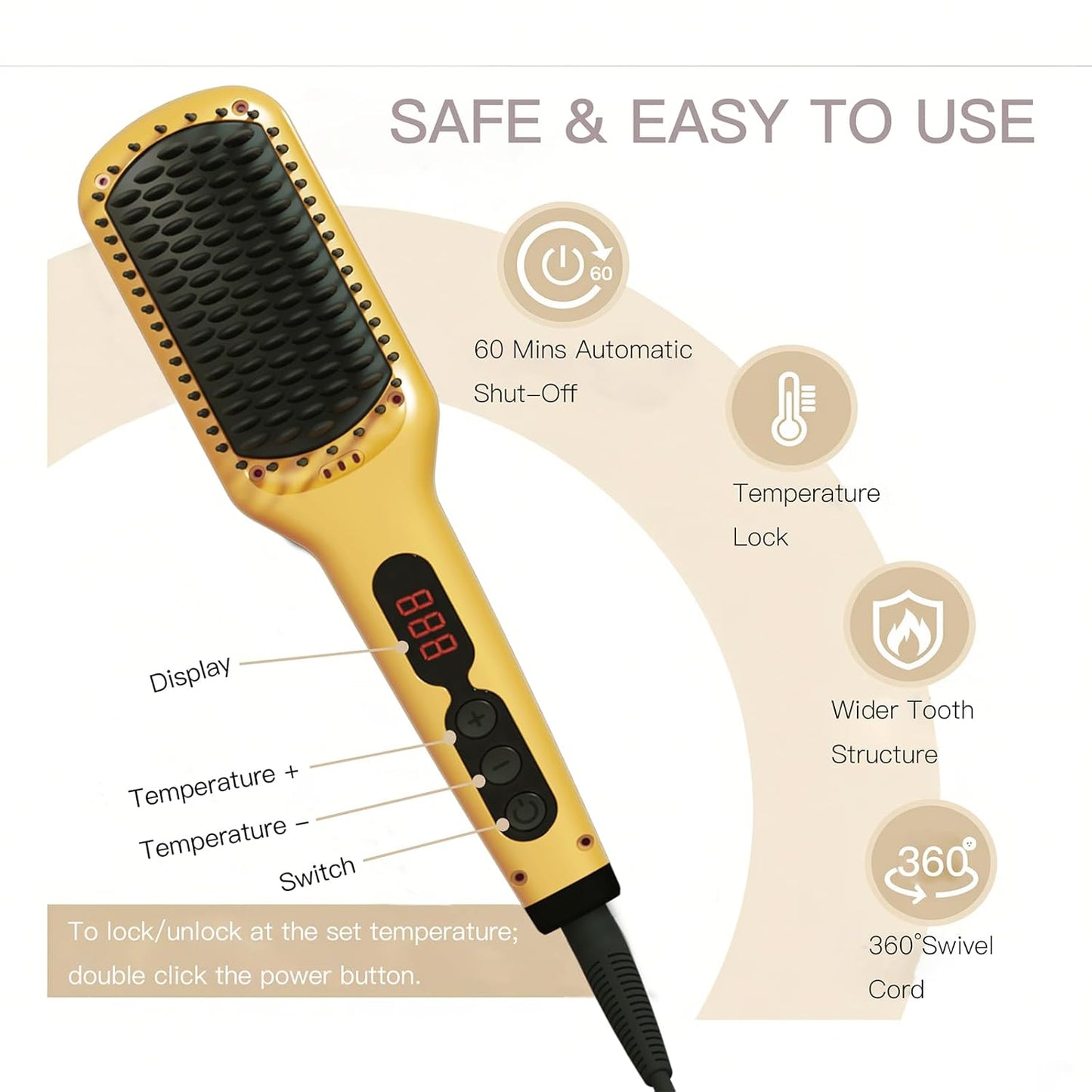 MEGAWISE Hair Straightener Brush Series (Yellow)