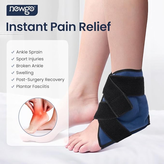 NEWGO Bundle of Cooling Eye Mask and Ankle Foot Ice Wrap