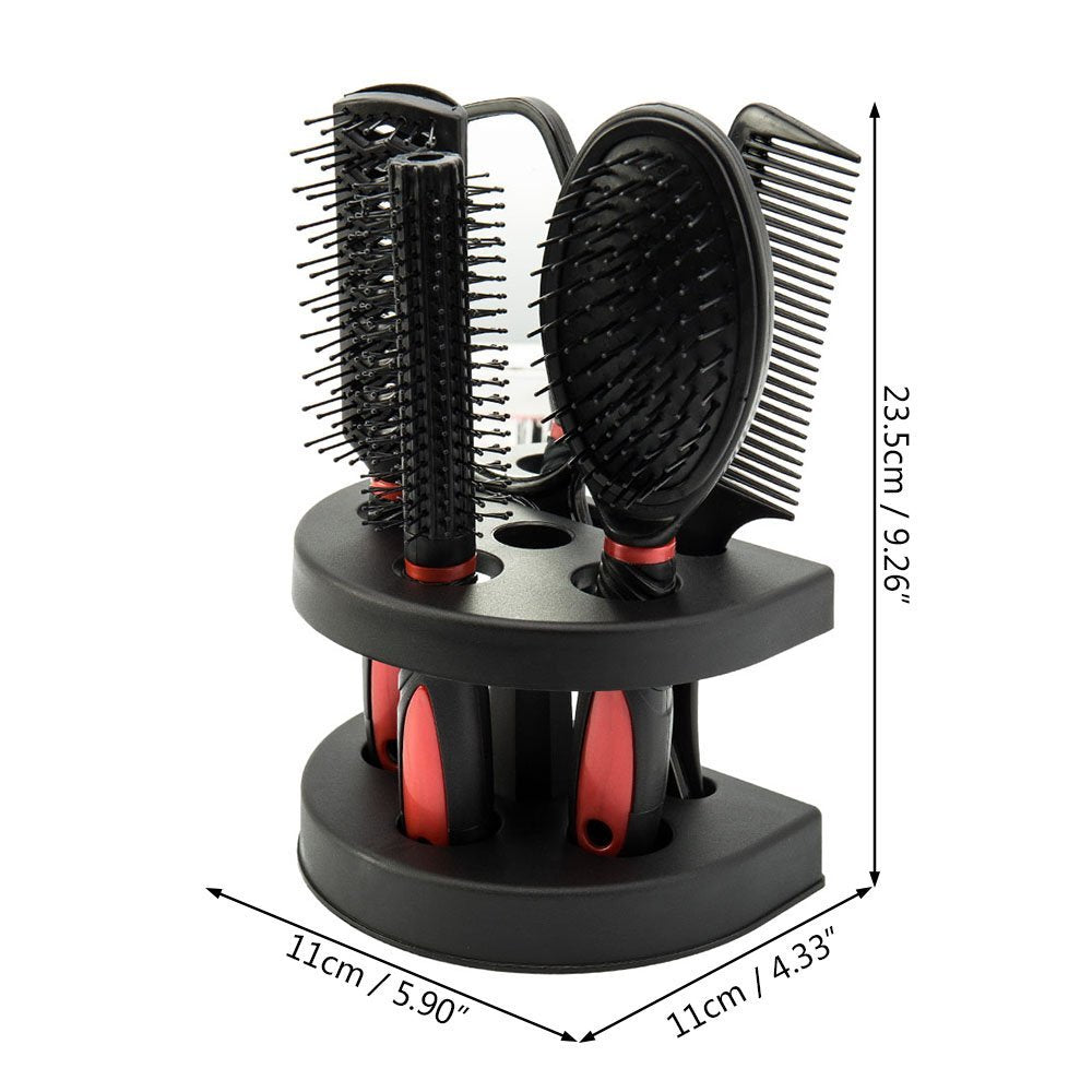 Set of 5 Hair Combs Set Professional Salon Hair Cutting Brushes Sets Salon Hairdressing Styling Tool Mirror And Holder Stand Set Dressing Comb Kits for