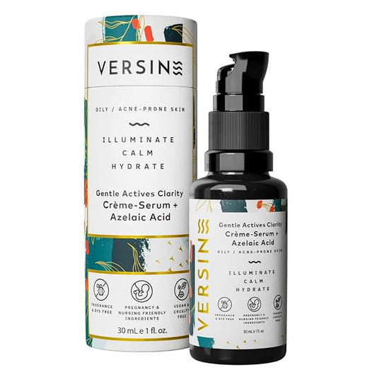 Versine Gentle Actives Serum for Face | Acne Prone Skin | Pregnancy Safe with Azelaic Acid, Vitamin C, Squalane, Niacinamide, Hyaluronic Acid | Moisturizer, Anti Aging and Brightening | 1Fl Oz