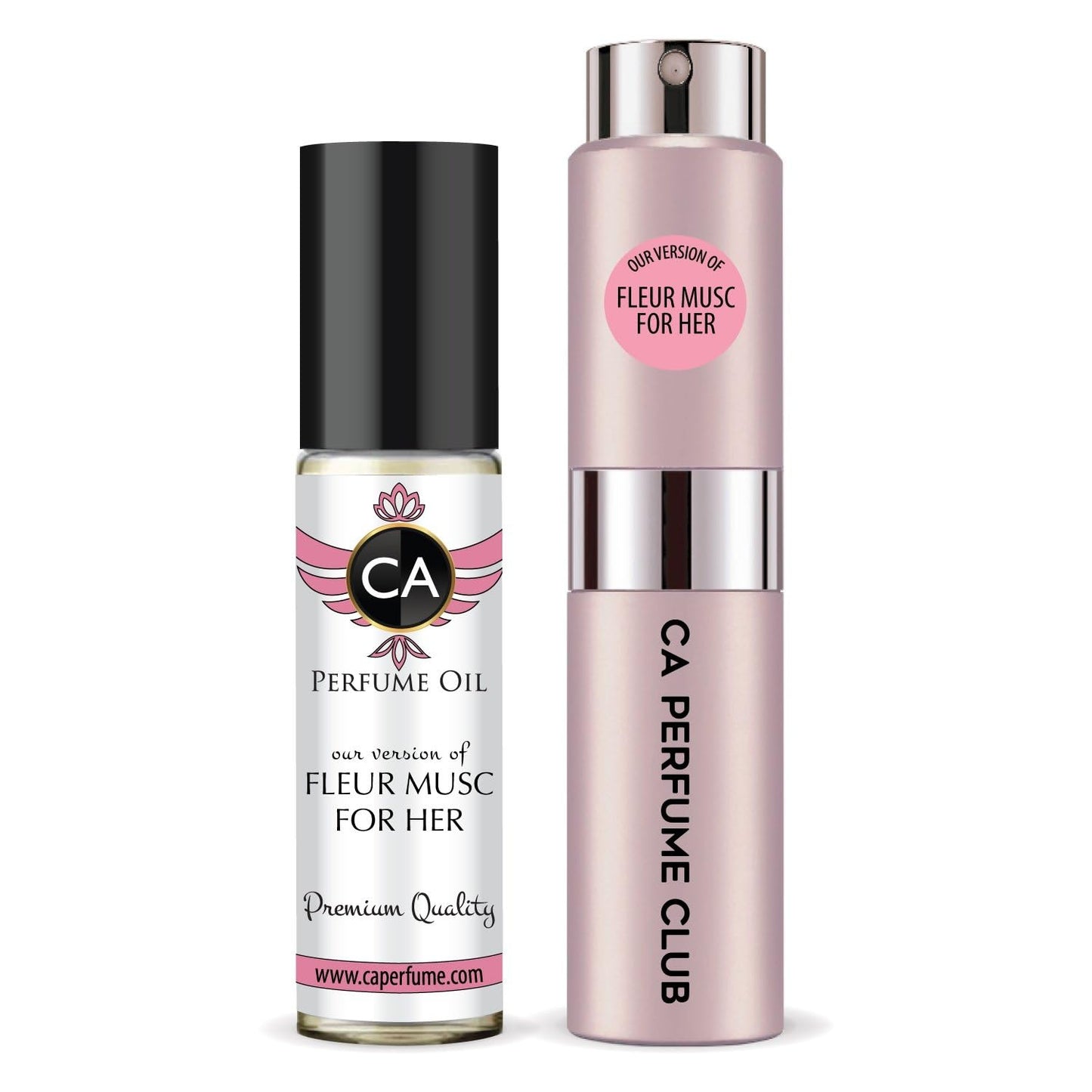 CA Perfume Duo Impression of Fleur Musc For Her For Women Perfume Layering Set Long Lasting Travel Size EDP + Body Oil Roll-On Bottle 0.27 Fl Oz+0.33 Fl Oz