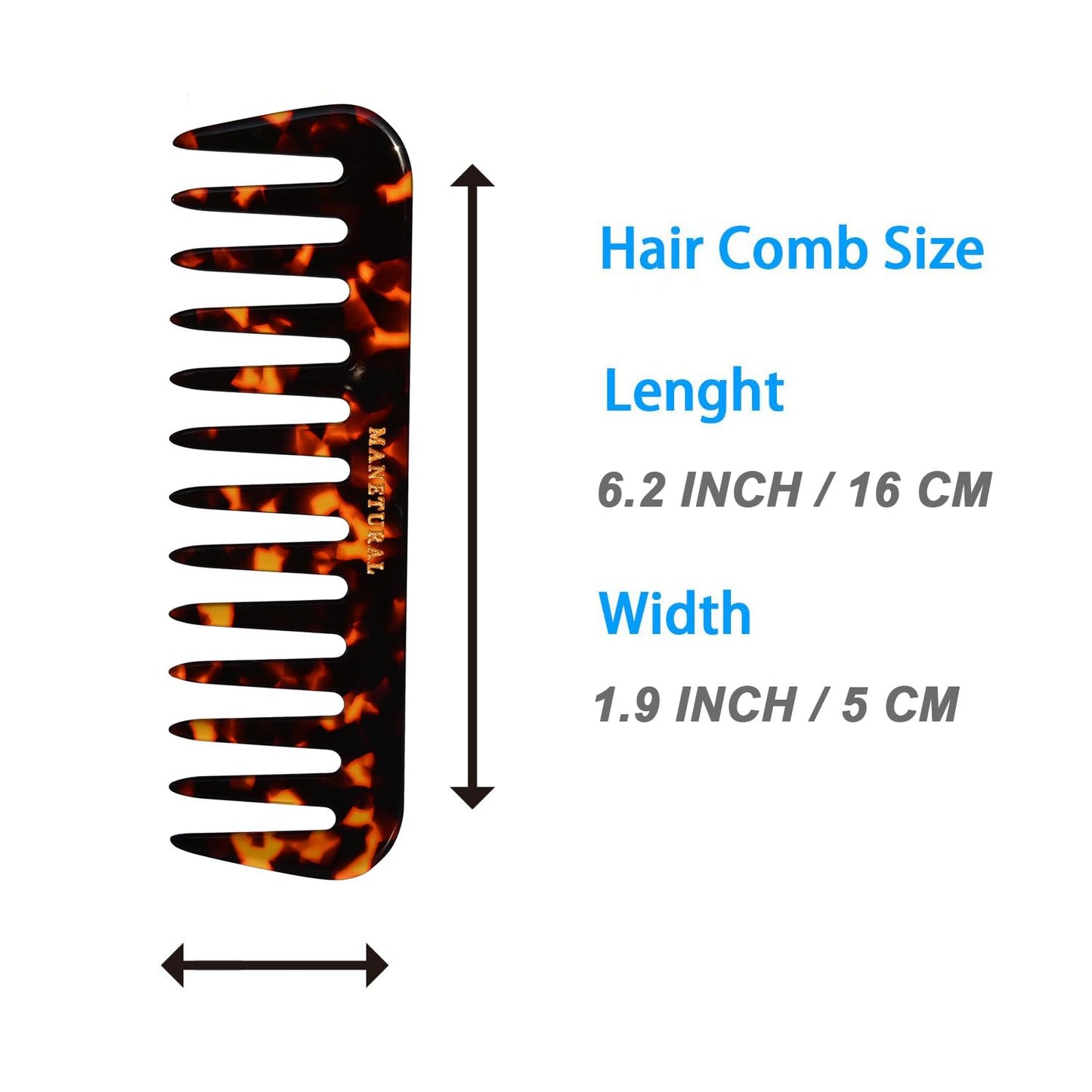 S1 Elegant Wide-Tooth Comb – Lightweight, Travel-Friendly, and Stylish Design for Tangle-Free Hair (Tortoise)
