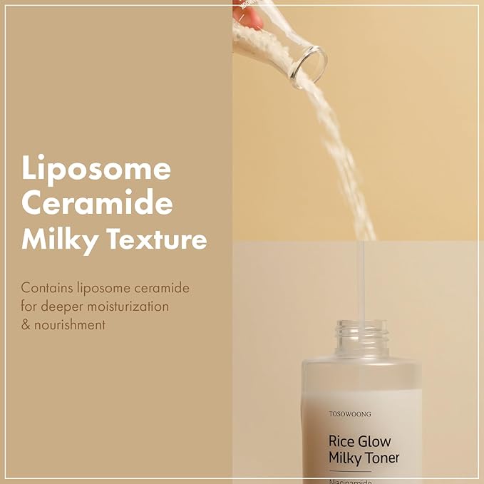 Rice Glow Milky Toner with 784,000ppm Korean Rice Water, Niacinamide, Ceramides, Panthenol, Glow, Glass Skin, Hydrating, Purifying, Fragrance-Free, Korean Skin Care, 250ml, 8.45 fl.oz.