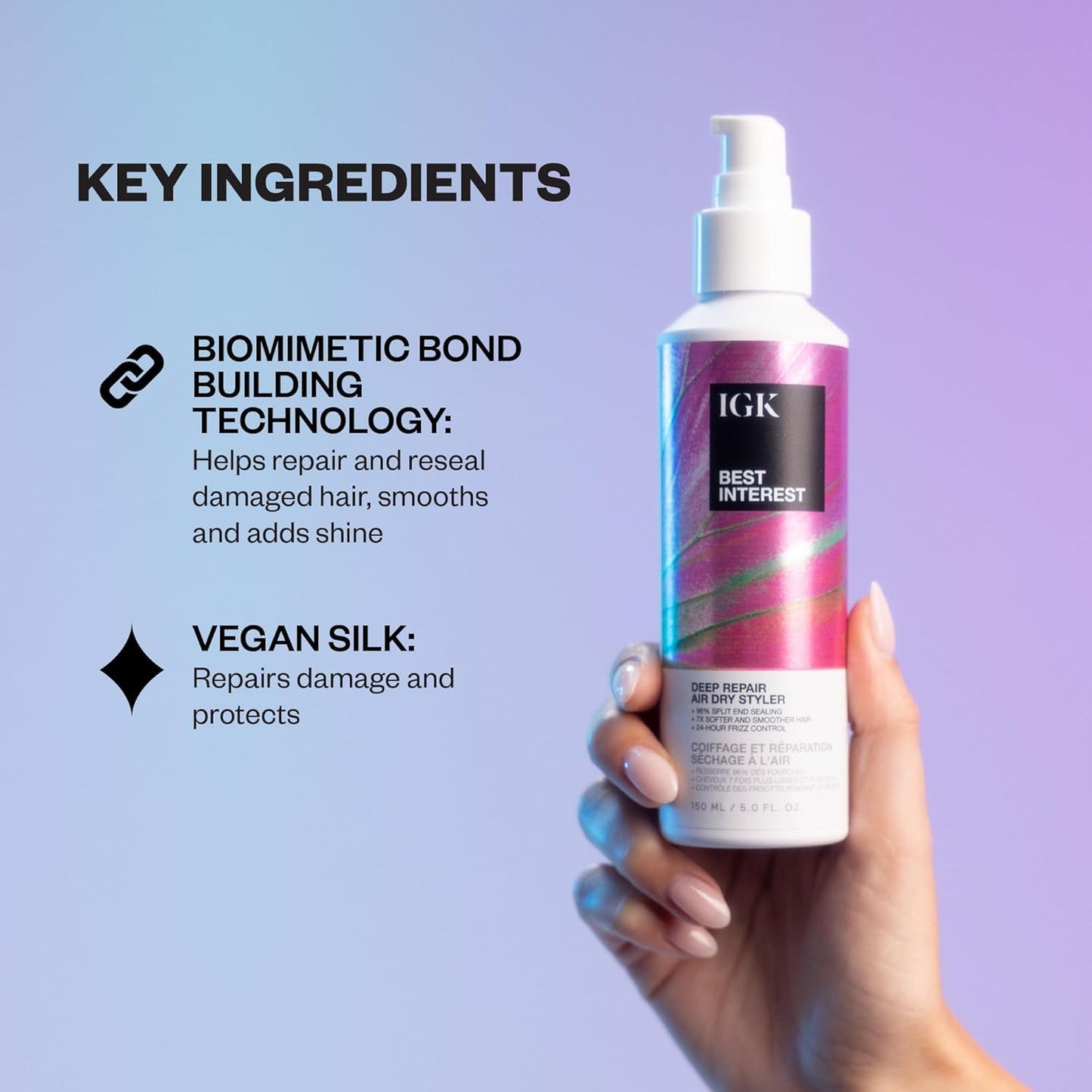 IGK Best Interest + Cash In Split Ends Repair Duo | Leave In Air Dry Serums for Damaged Hair | Instant Hair Breakage Treatment | 5 oz + 1.7 oz