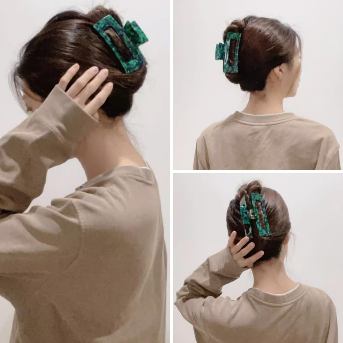 Large Tortoise Shell Claw Clip 4.1 Inch Cellulose Acetate Hair Claw, 2 Pack Banana Hair Claw Clips for Thick Curly Hair, French Design Hair Jaw Clamp Fashion Hair Accessories for Women Ladies