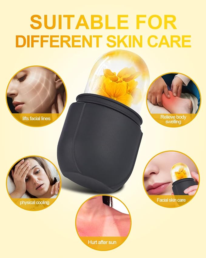 Ice Roller for Face & Eye, Beauty Facial Ice Holder Mold Face Puffiness Relief Massage Skin Care Tools for Brighten Lubricate Shrink Pores Remove Fine Lines