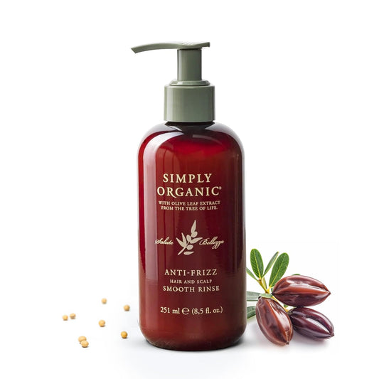 SIMPLY ORGANIC Frizz Control Deep Scalp & Hair Conditioner, Made in Italy, All Natural Cruelty Free Hair Care for Women & Men, Aloe, Jojoba Oil, Olive Leaf Extract, 8.5 fl oz/251ml, ANTI-FRIZZ