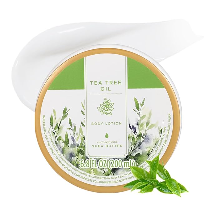Princess Belle Tea Tree Oil Lotion, Shea Butter Body Lotion for Women and Men Dry Skin, Deep Moisturizing, Hydrating and Softening, Smell Good, 200ml(6.8floz)