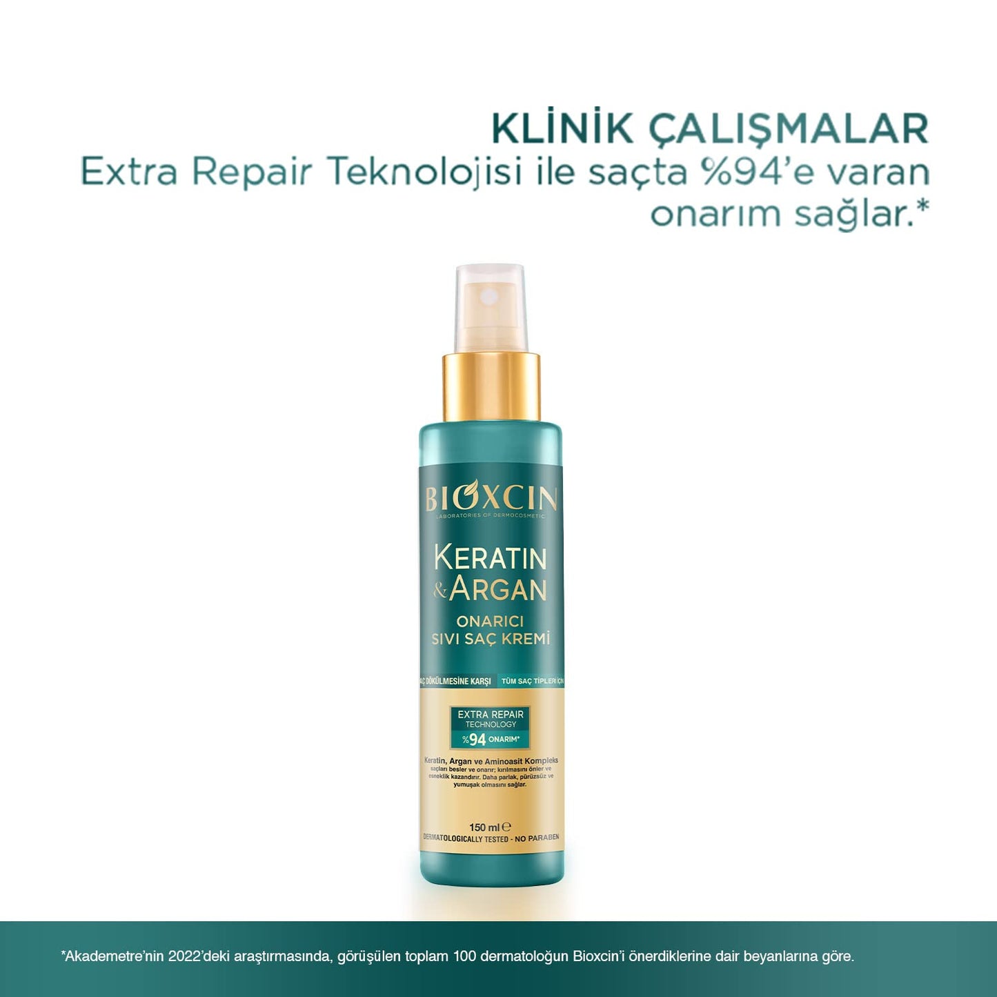 BIOXCIN Keratin & Argan Repair Liquid Hair Care Cream 150 ml for Worn and Damaged Hair