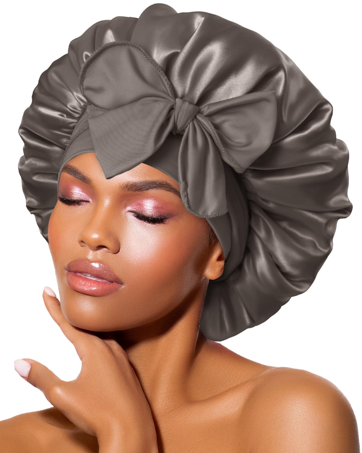 BONNET QUEEN Silk Bonnet for Sleeping Satin Bonnet Hair Bonnet Silk Hair Wrap Head Wraps Tie Bonnet Night Sleep Hat for Natural Hair