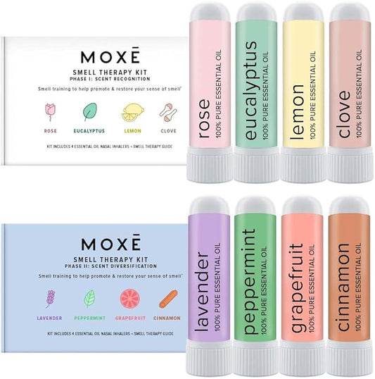 MOXĒ Smell Training Kit, Made in USA, 8 Essential Oils, Olfactory Regeneration, Helps Restore Sense of Smell, Natural Therapy for Smell Loss (Phase 1 & Phase 2 Bundle)
