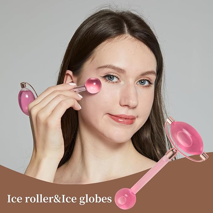 YAYU Ice Globes for Facials,Tighten Skin, Reduce Puffiness and Headaches, Enhance Circulation and Complexion (pink)