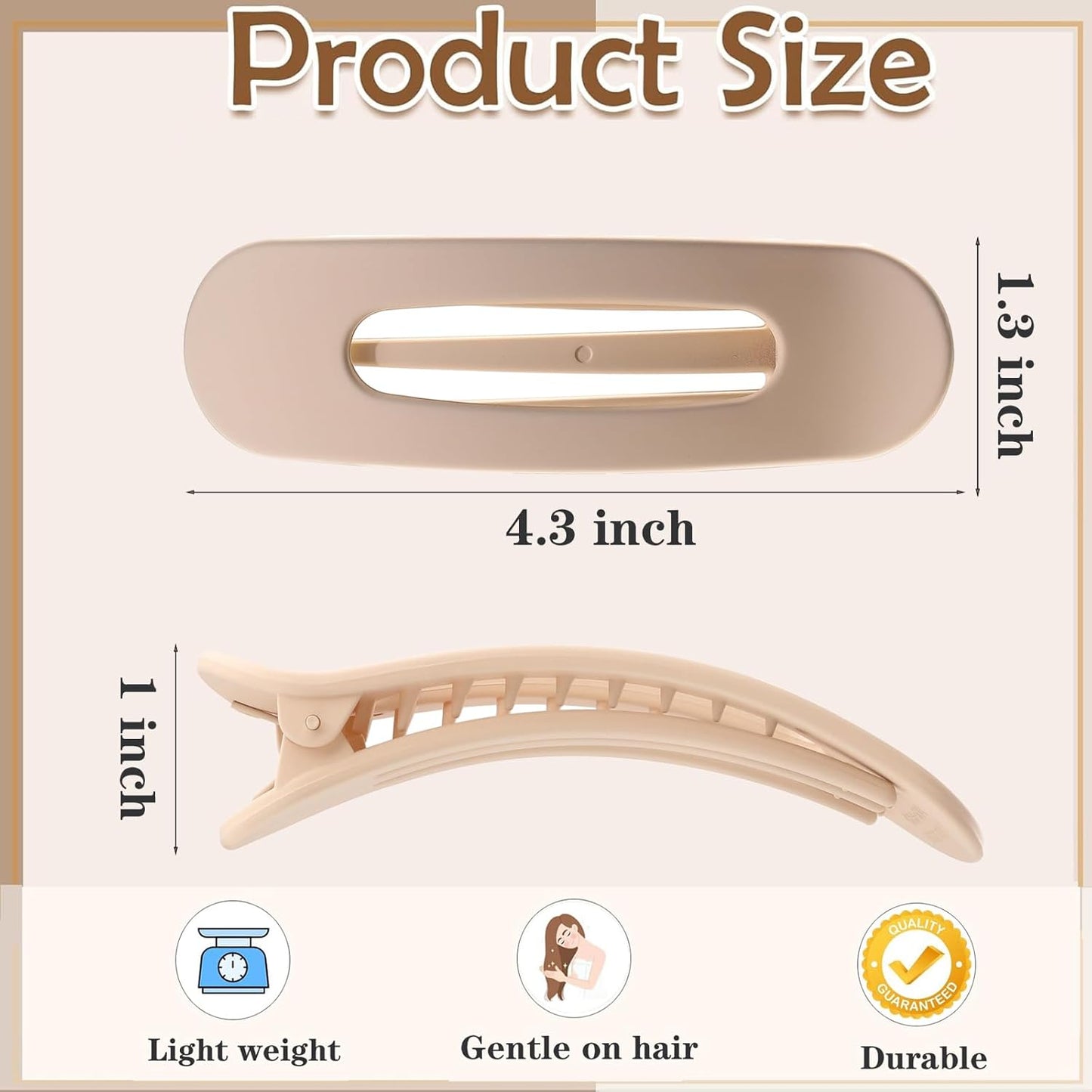 5 PCS Flat Hair Clips, Medium Lay Flat Claw Clips for Women Girls, Stylish Matte Non-slip Hair Claws for Thick Thin Hair(Black&Navy)