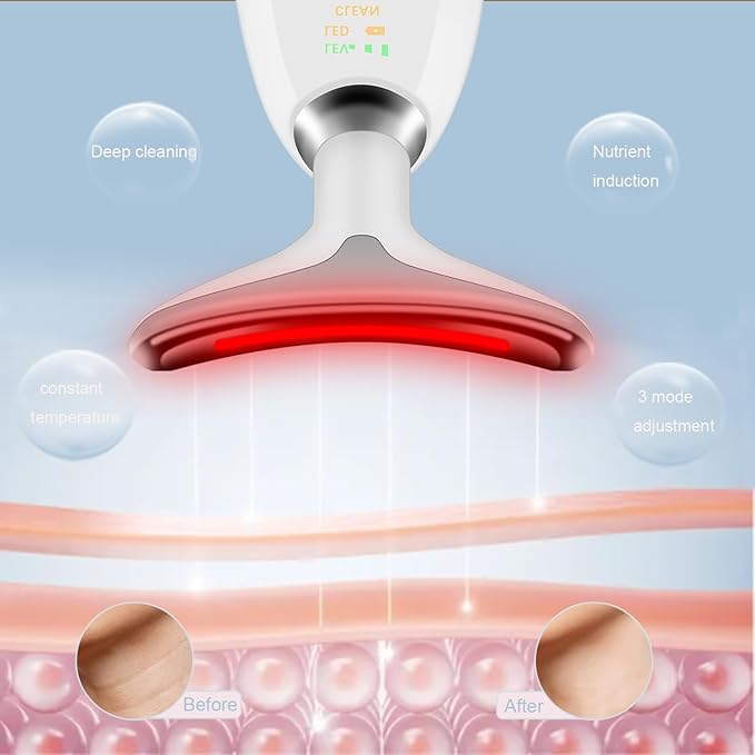 Face and Neck Massager Tools, Portable Facial Beauty Device,Facial Massager with 7 Color LED Lights for Skin Care