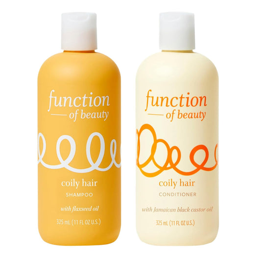 Function of Beauty Coily Hair Shampoo & Conditioner Set - Sulfate-Free Shampoo & Conditioner Duo for Bouncy Coils - Anti-Frizz, Curl Defining & Deep Moisture - Dry & Dull Hair Care Products