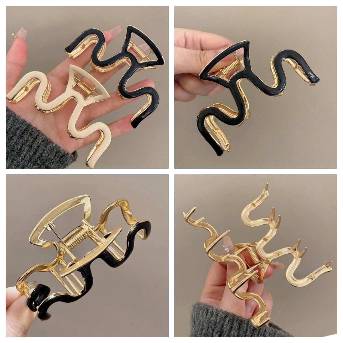 Large Metal Hair Claw Clips, 2 Pack 3.3 Inch Black Hair Jaw Clips for Thick Curly Hair, Non-Slip Big Hair Clamp Fashion Hair Accessories for Women, Girls