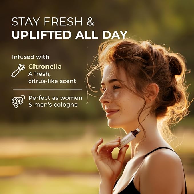 Gya Labs Citronella Essential Oil Roll on - 100% Pure Natural Citronella Oil Roller - Energizing Aromatherapy for Outdoor Protection, Travel Size (0.34 Fl Oz)