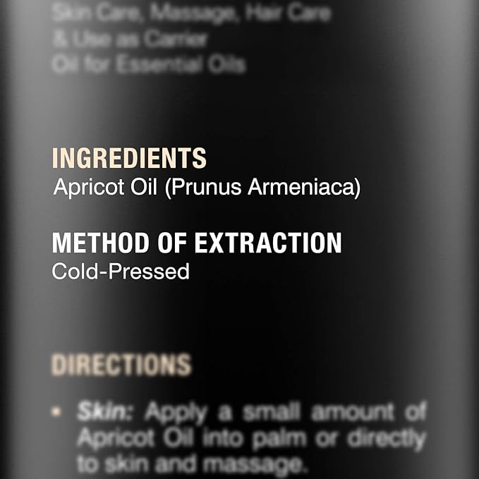 MAJESTIC PURE Apricot Oil, 100% Pure and Natural, Cold-Pressed, Apricot Kernel Oil, Moisturizing, for Skin Care, Massage, Hair Care, and to Dilute Essential Oils, 16 fl oz